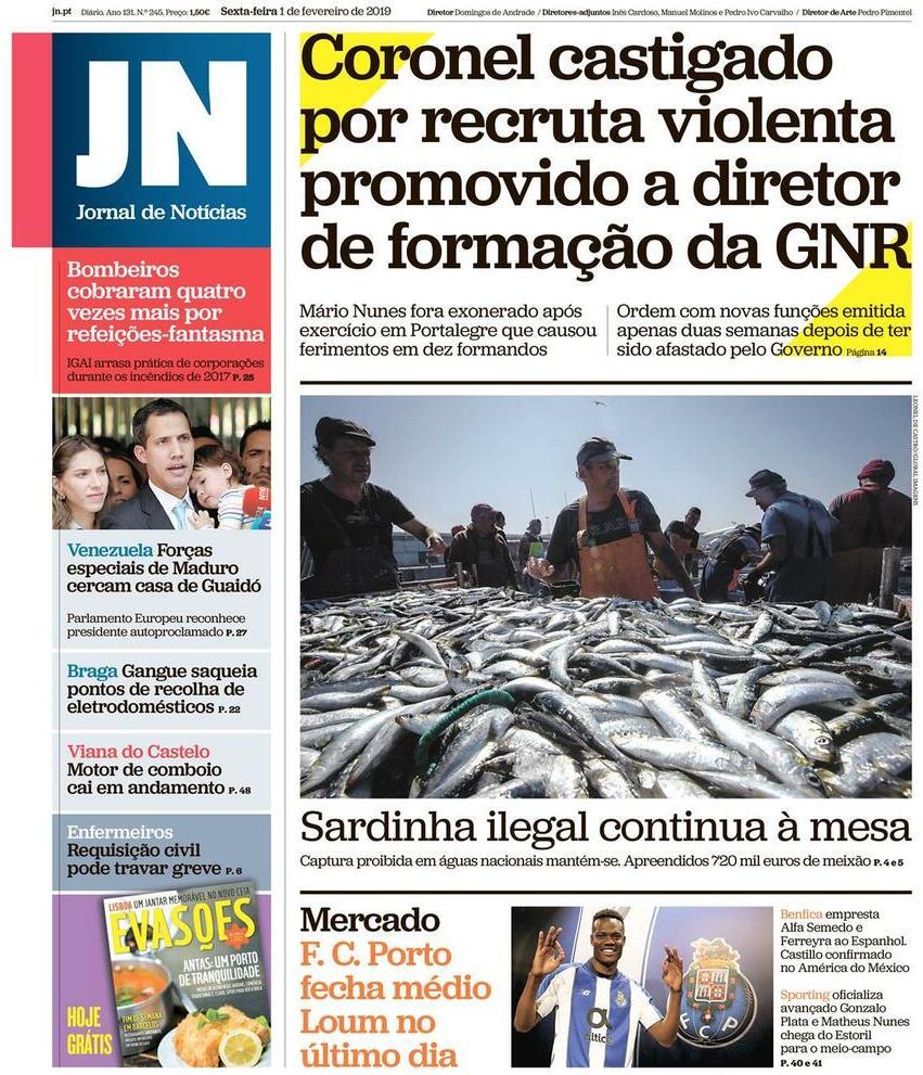 Capa Jornal De Notícias 1 Fevereiro 2019 Capasjornaispt 4382