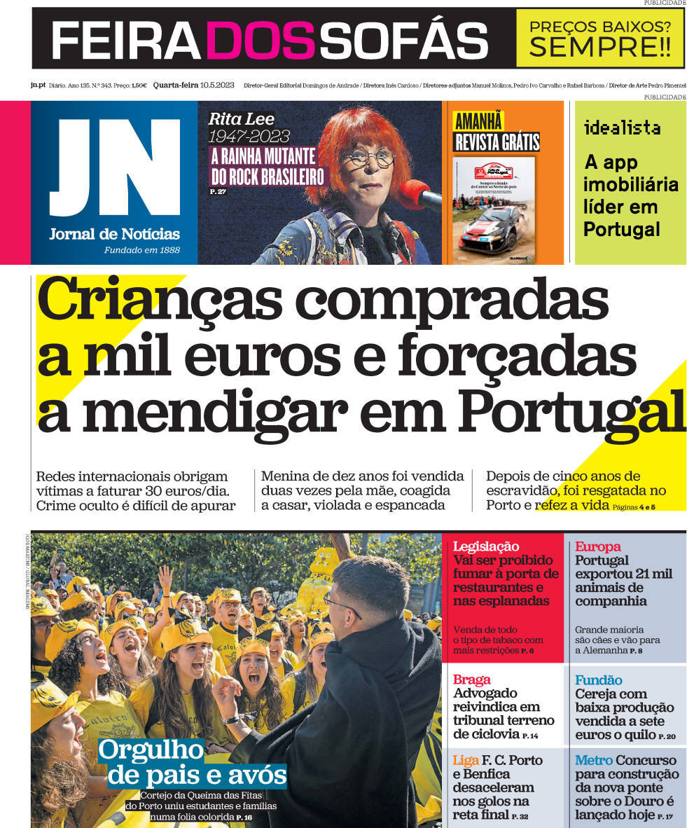 Capa Jornal de Notícias 10 maio 2023 capasjornais pt