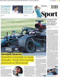 capa Jornal Guardian Sport de 3 agosto 2020