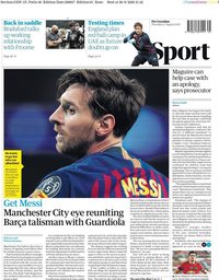 capa Jornal Guardian Sport de 27 agosto 2020