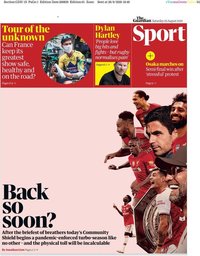 capa Jornal Guardian Sport de 29 agosto 2020