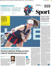 capa Jornal Guardian Sport de 4 setembro 2020