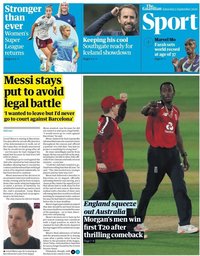 capa Jornal Guardian Sport de 5 setembro 2020