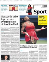 capa Jornal Guardian Sport de 10 setembro 2020