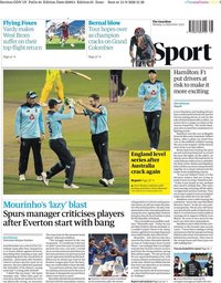 capa Jornal Guardian Sport de 14 setembro 2020