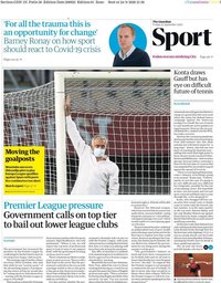 capa Jornal Guardian Sport de 25 setembro 2020