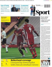 capa Jornal Guardian Sport de 29 setembro 2020