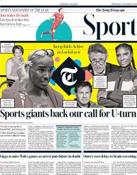 capa Jornal Telegraph Sport de 4 novembro 2020