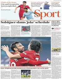 capa Jornal Telegraph Sport de 8 novembro 2020