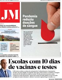 capa Jornal da Madeira de 27 março 2021