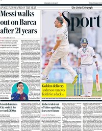 capa Jornal Telegraph Sport de 6 agosto 2021