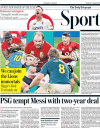 capa Jornal Telegraph Sport de 7 agosto 2021