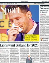 capa Jornal Telegraph Sport de 9 agosto 2021