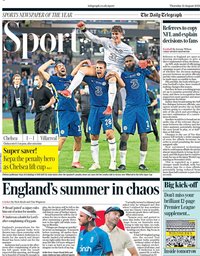 capa Jornal Telegraph Sport de 12 agosto 2021