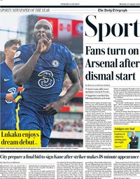 capa Jornal Telegraph Sport de 23 agosto 2021