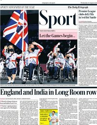 capa Jornal Telegraph Sport de 25 agosto 2021