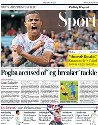 capa Jornal Telegraph Sport de 30 agosto 2021