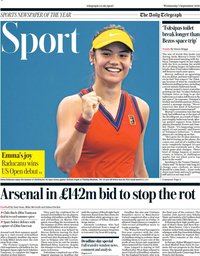 capa Jornal Telegraph Sport de 1 setembro 2021