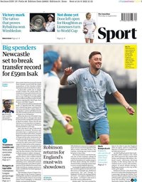 capa Jornal Guardian Sport de 25 agosto 2022