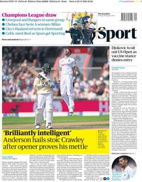 capa Jornal Guardian Sport de 26 agosto 2022