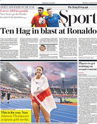 capa Jornal Telegraph Sport de 4 agosto 2022