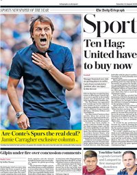 capa Jornal Telegraph Sport de 13 agosto 2022