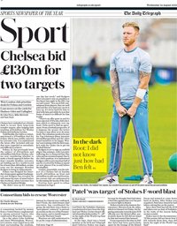 capa Jornal Telegraph Sport de 24 agosto 2022