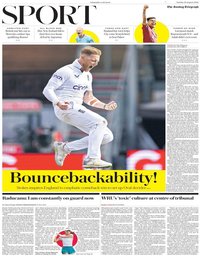 capa Jornal Telegraph Sport de 28 agosto 2022