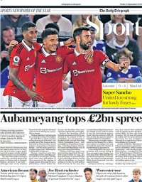 capa Jornal Telegraph Sport de 2 setembro 2022