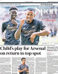 capa Jornal Telegraph Sport de 19 setembro 2022