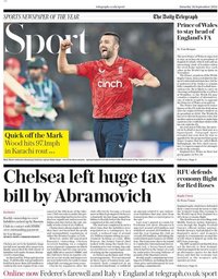 capa Jornal Telegraph Sport de 25 setembro 2022