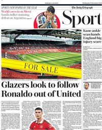 capa Jornal Telegraph Sport de 23 novembro 2022