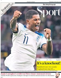 capa Jornal Telegraph Sport de 30 novembro 2022