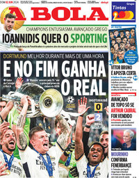 capa de Jornal A Bola