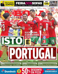 capa Jornal A Bola de 23 junho 2024