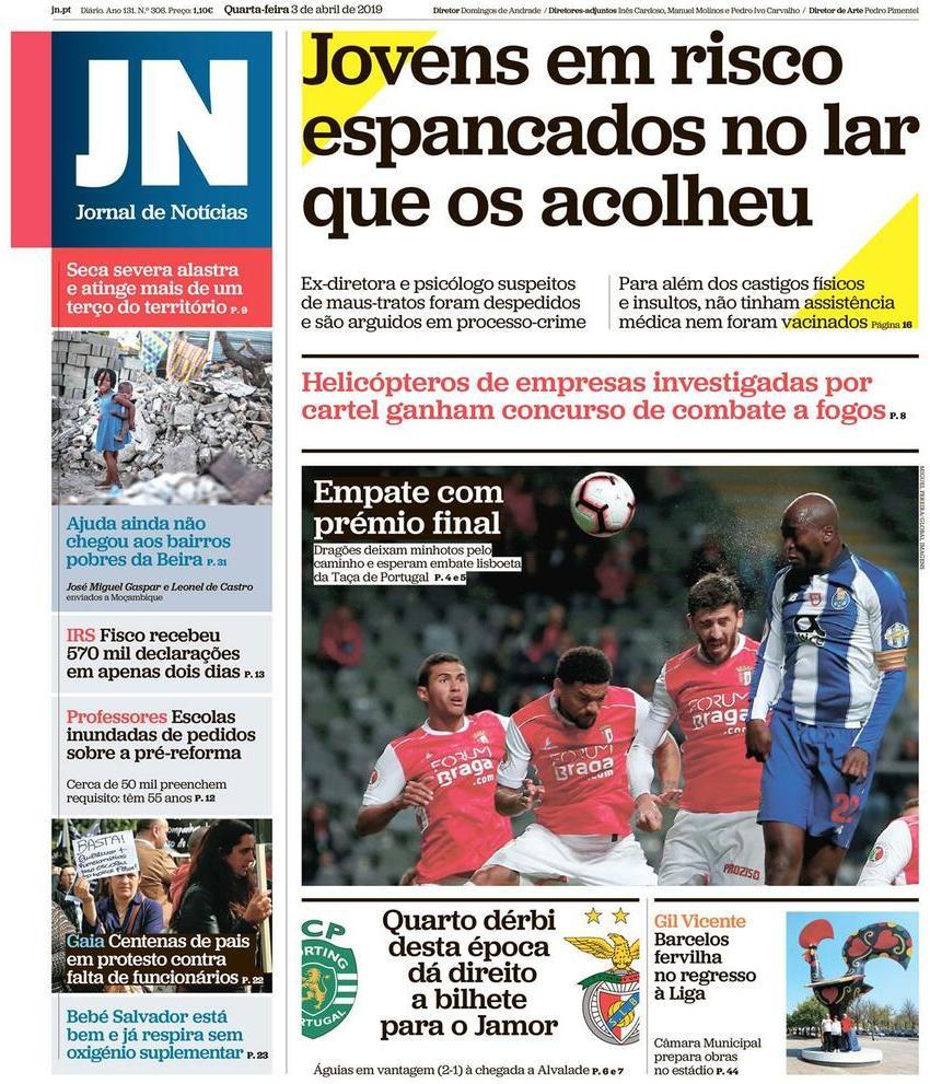 capa Jornal de Notícias