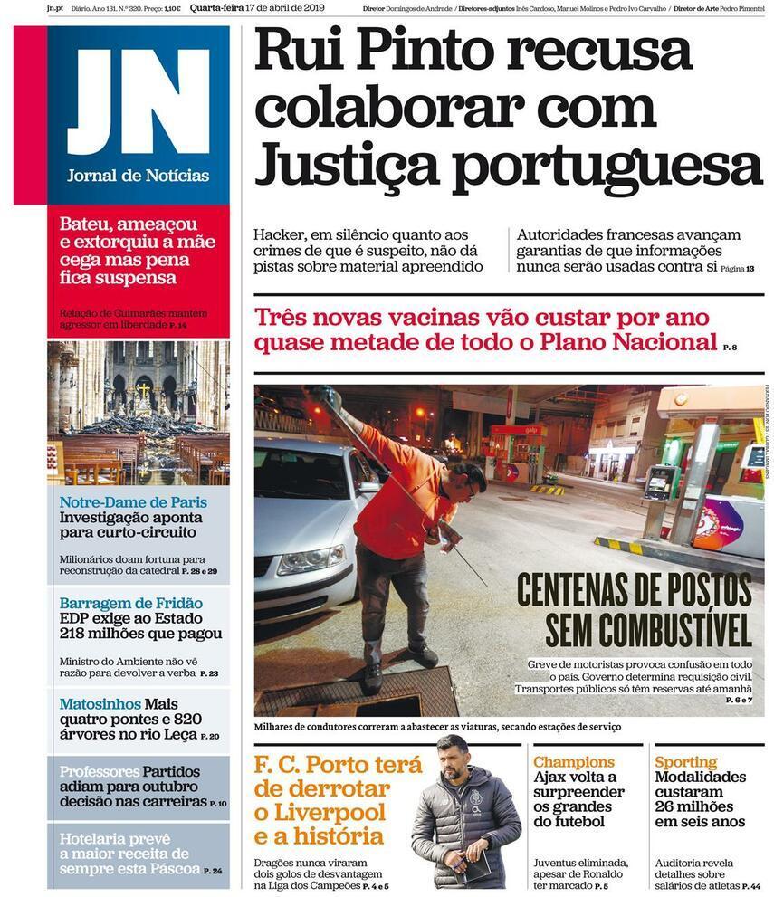 capa Jornal de Notícias