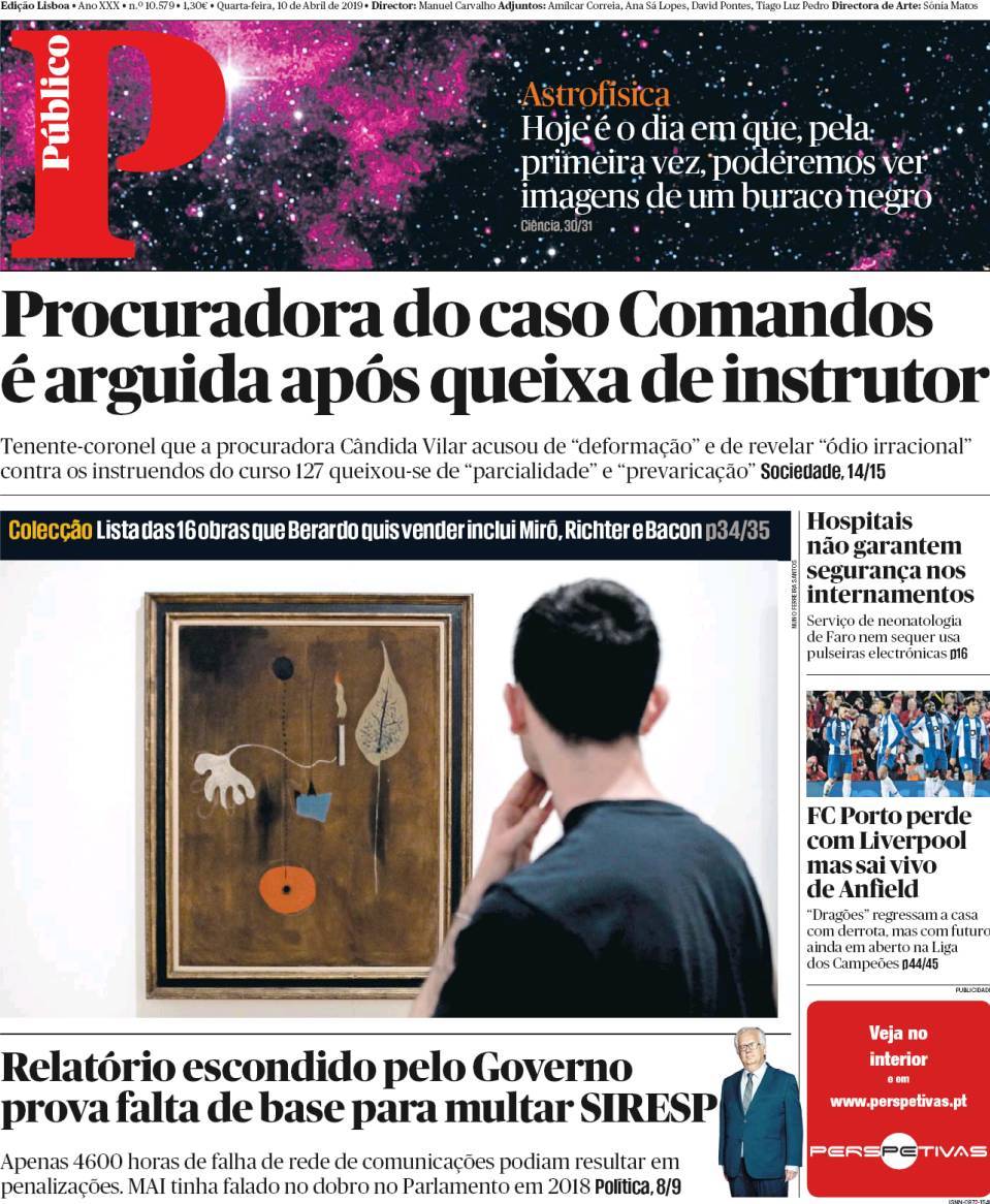 Capa Público 10 Abril 2019 Capasjornais Pt