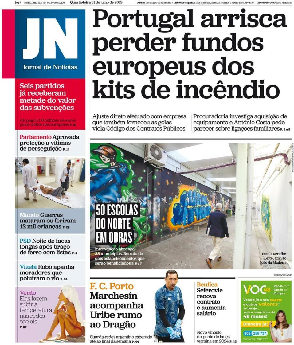 capa Jornal de Notícias