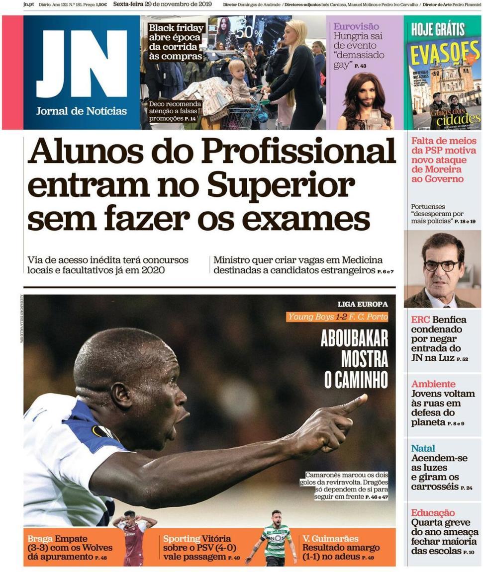 capa Jornal de Notícias