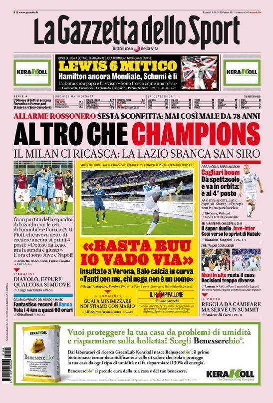 capa La Gazzeta dello Sport