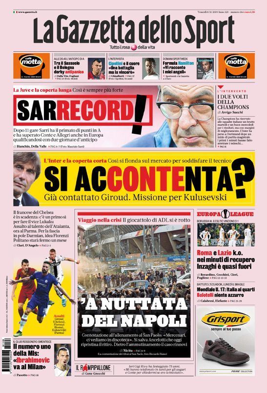 capa La Gazzeta dello Sport