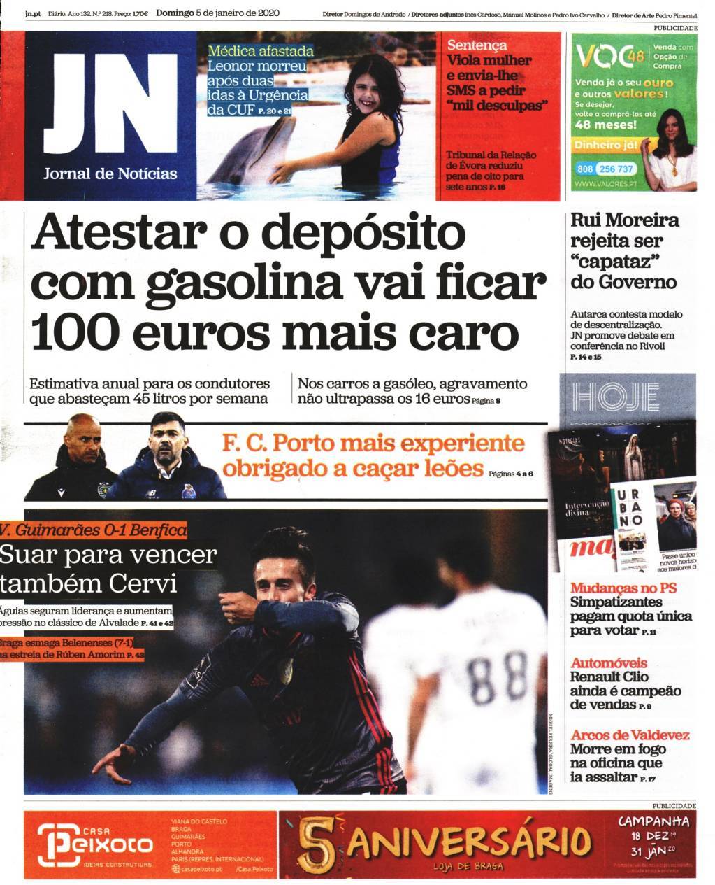 Capa Jornal De Notícias 5 Janeiro 2020 Capasjornais Pt