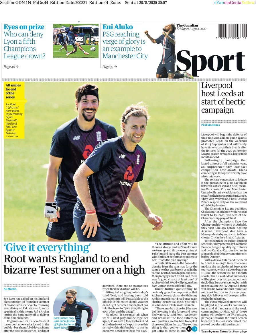 capa Jornal Guardian Sport