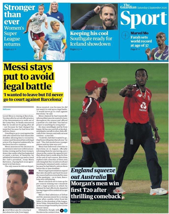 capa Jornal Guardian Sport