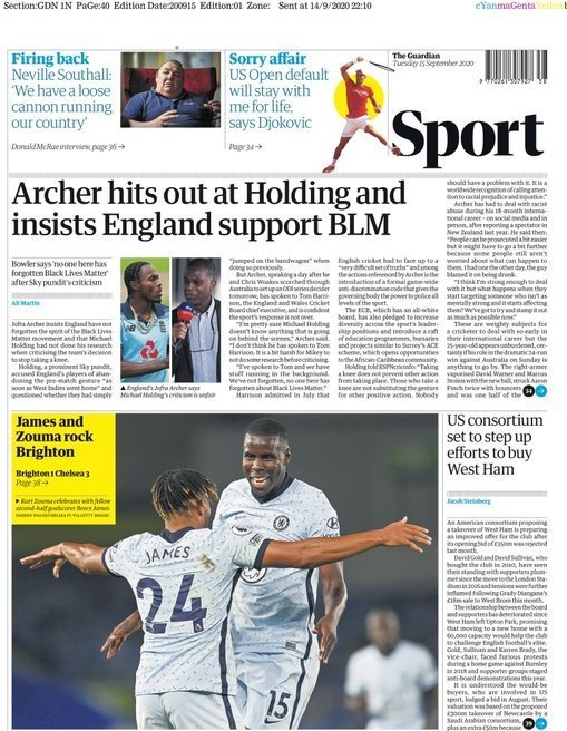 capa Jornal Guardian Sport