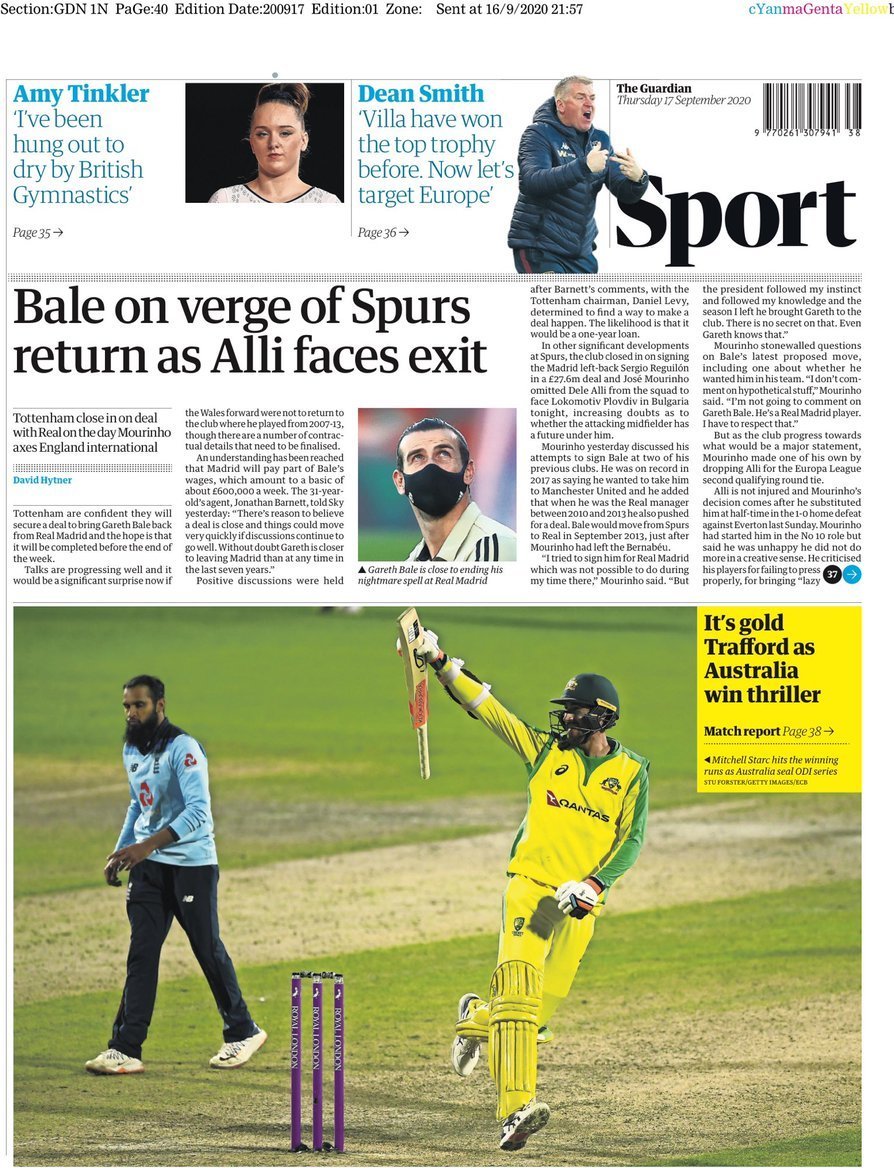 capa Jornal Guardian Sport