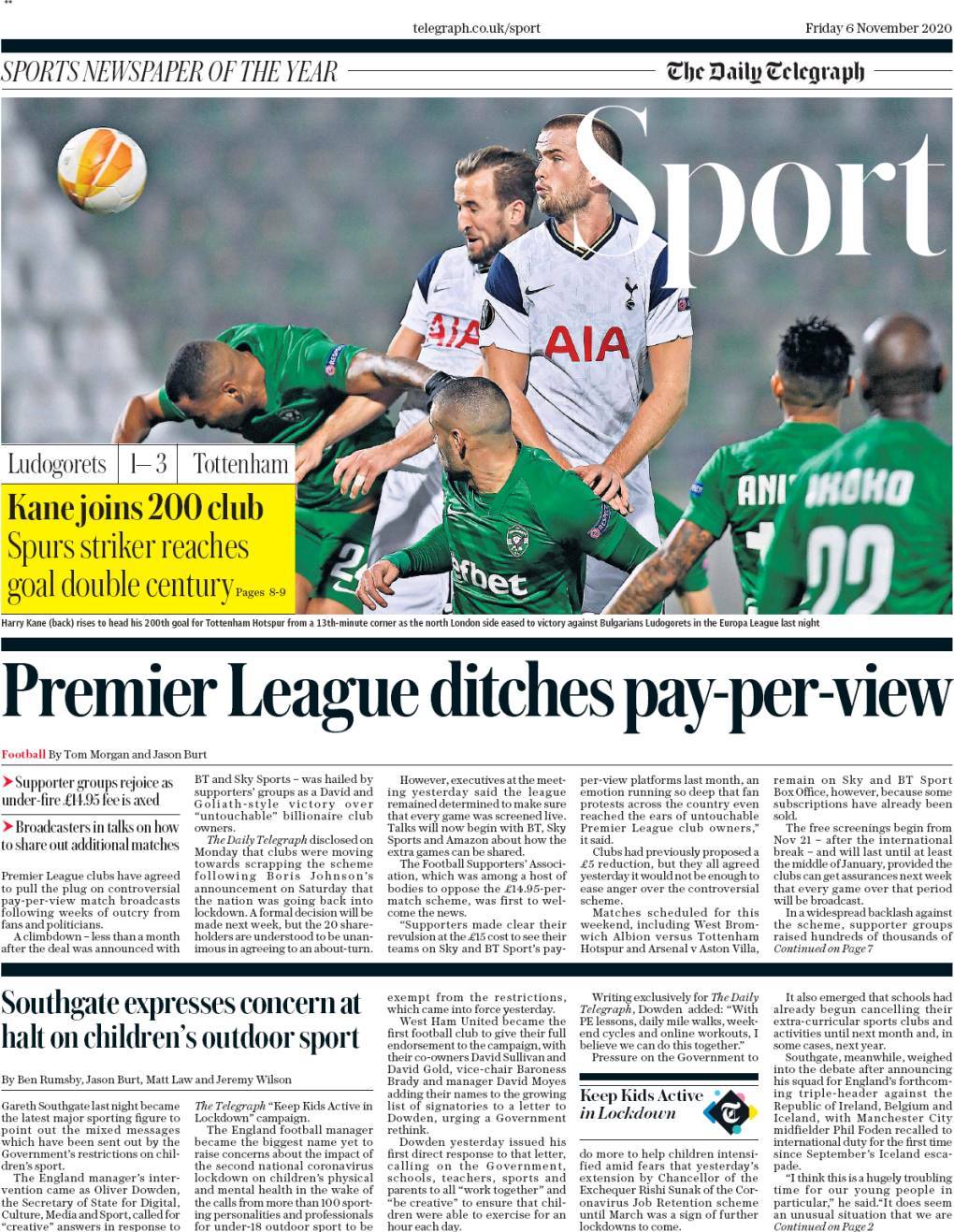 capa Jornal Telegraph Sport