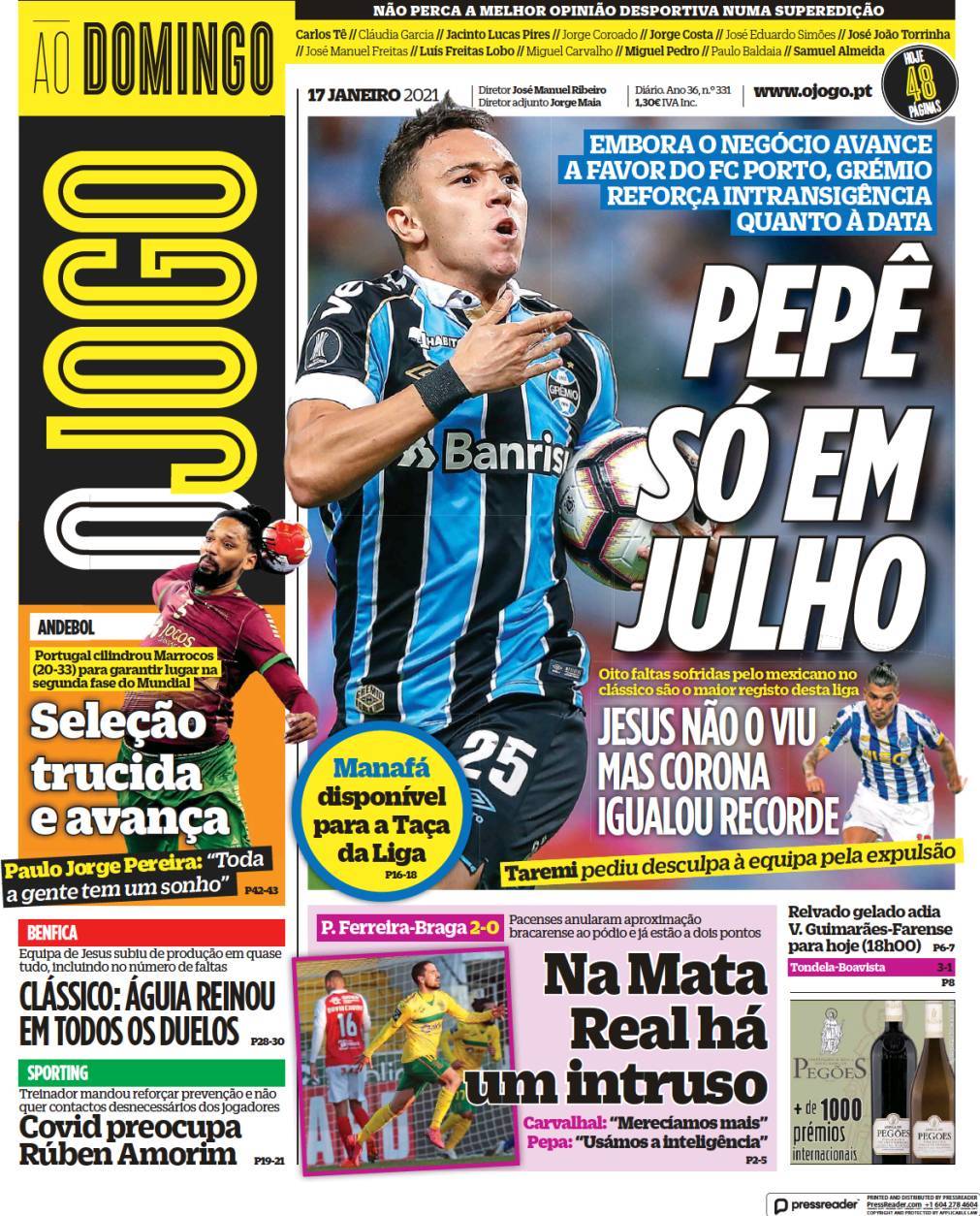 capa Jornal O Jogo