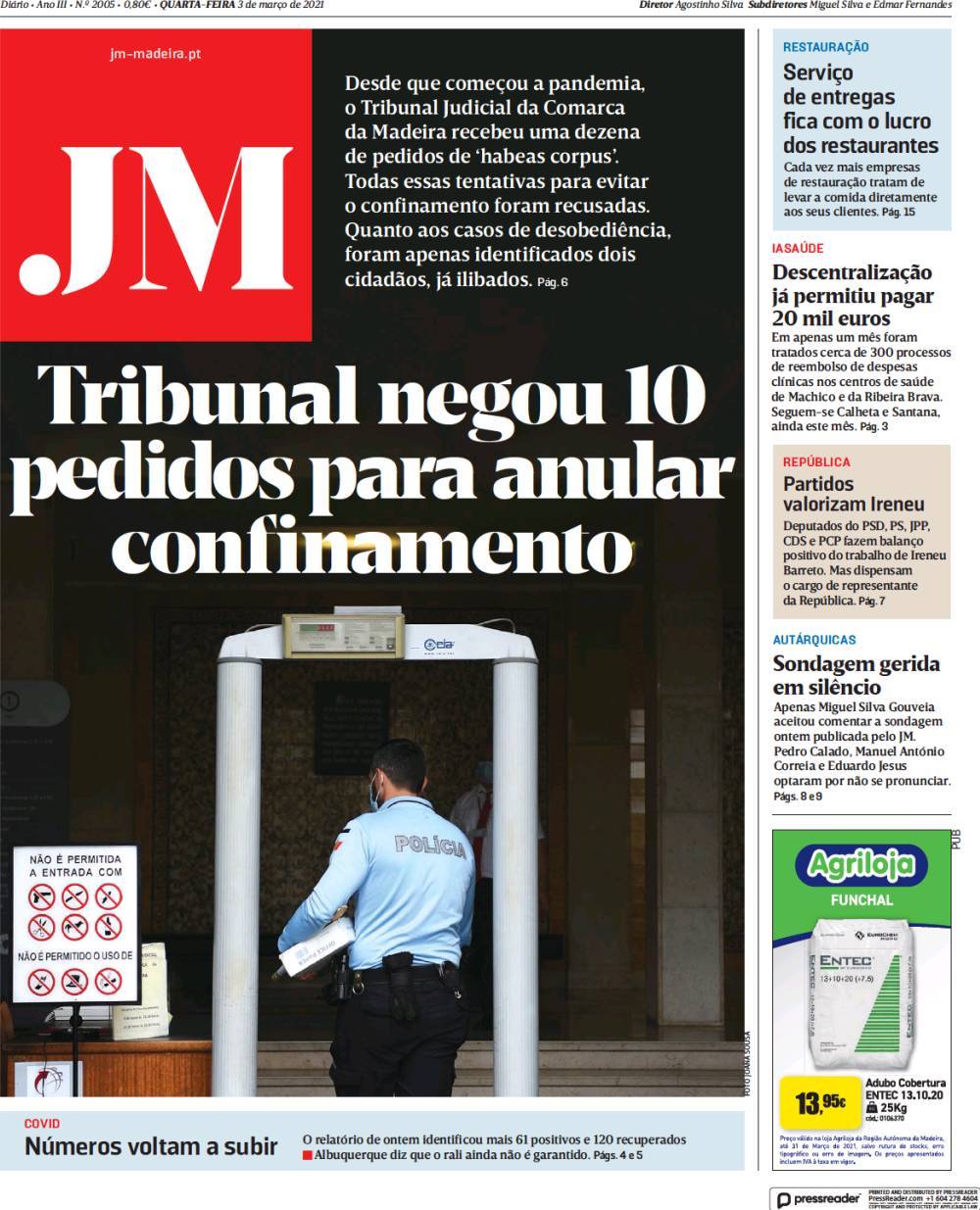 capa Jornal da Madeira